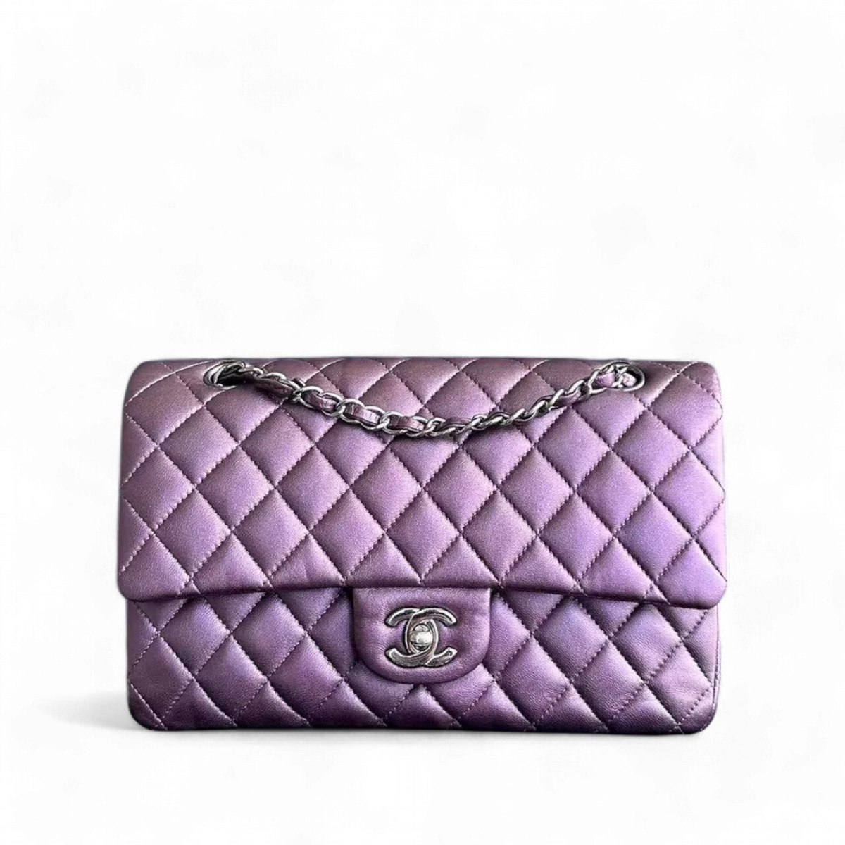 Chanel Classic Flap Quilted Lambskin Purple Silver Hardware Series 24