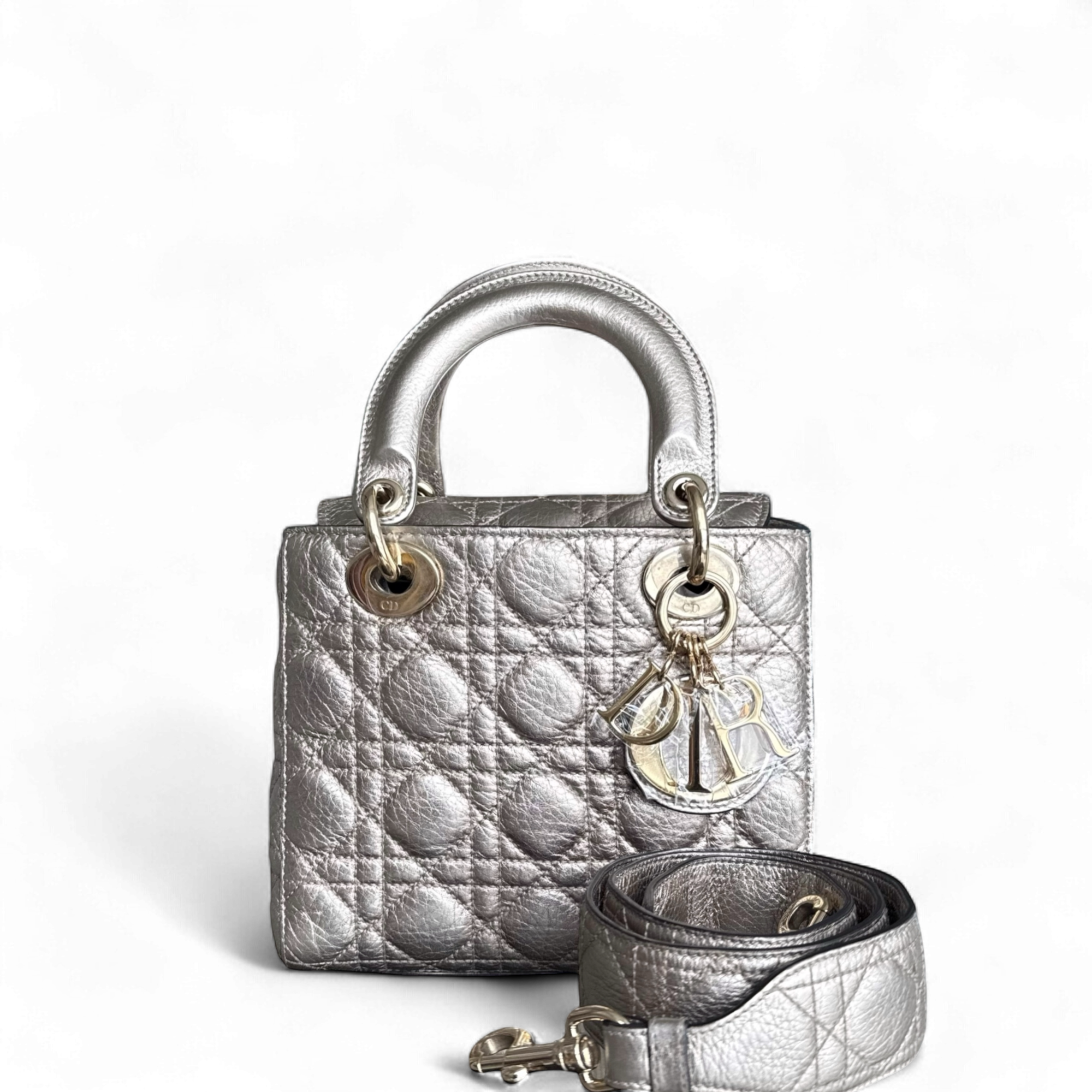 Dior Lady Small - Cannage Gold Calfskin Gold Hardware