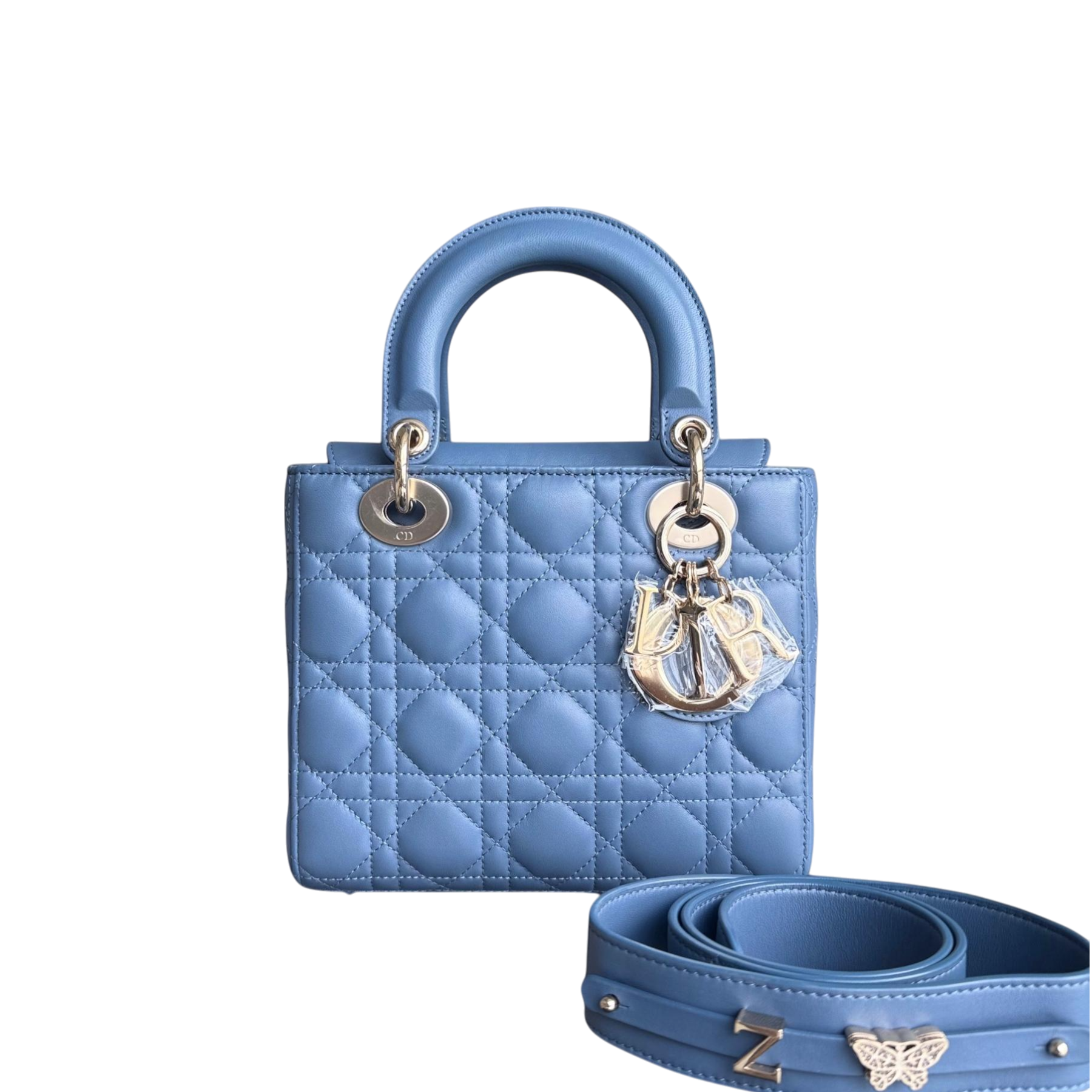 Dior Lady Small ABC Flap - Cannage Lambskin Blue Gold Hardware MyABC