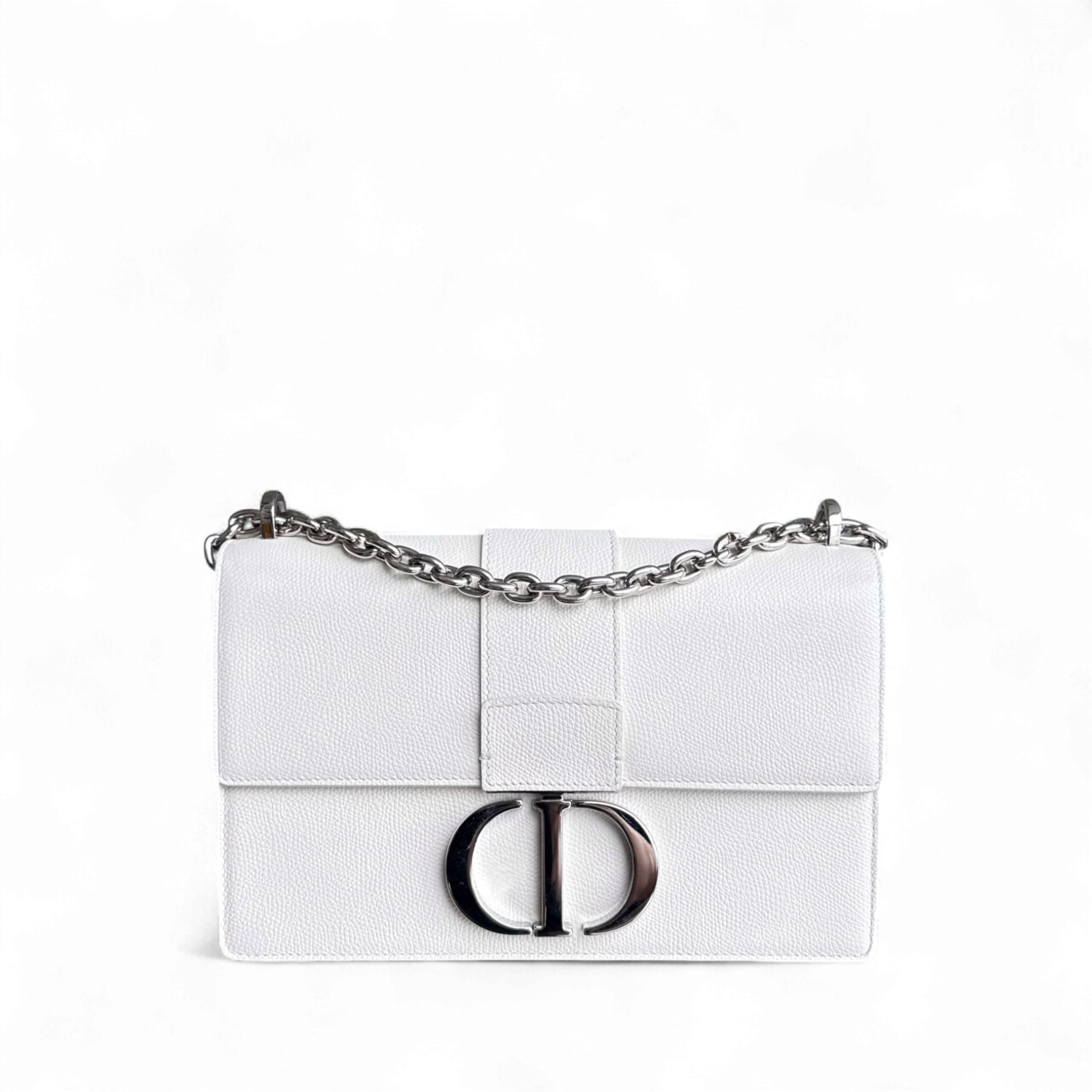 Dior 30 Montaigne - Grained Calfskin White Silver Hardware