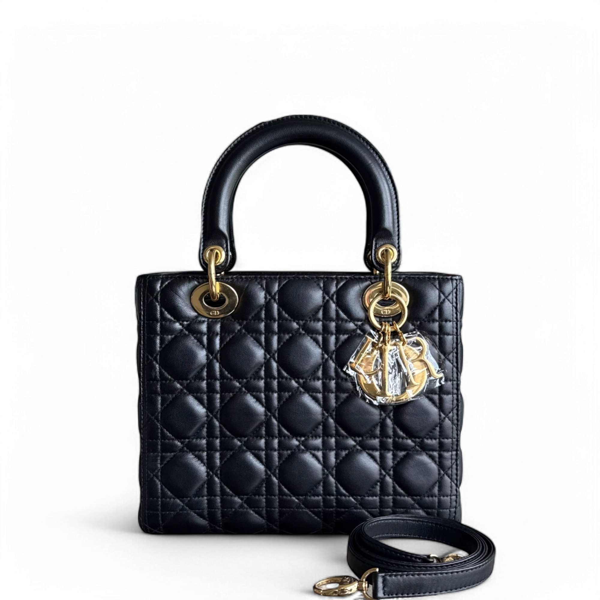 Dior Lady Medium - Cannage Lambskin Black Gold Hardware