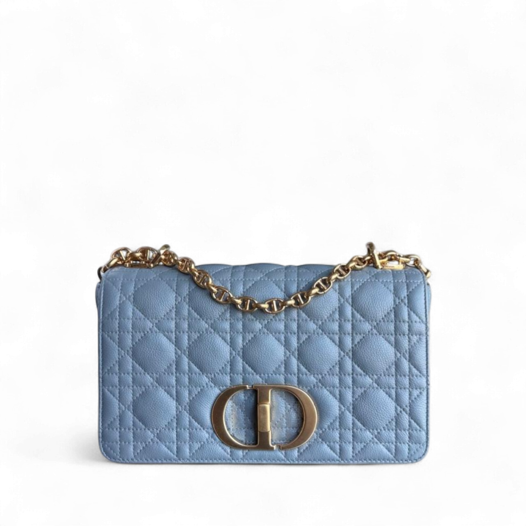 Dior Caro Medium - Cannage Calfskin Grey Gray Gold Hardware