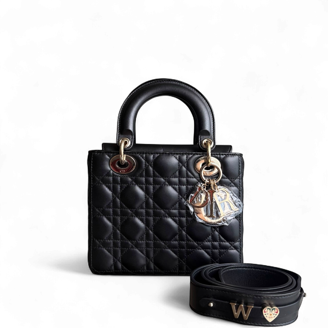 Dior Lady Small Flap MyABC - Cannage Lambskin Black Gold Hardware ABC Charm
