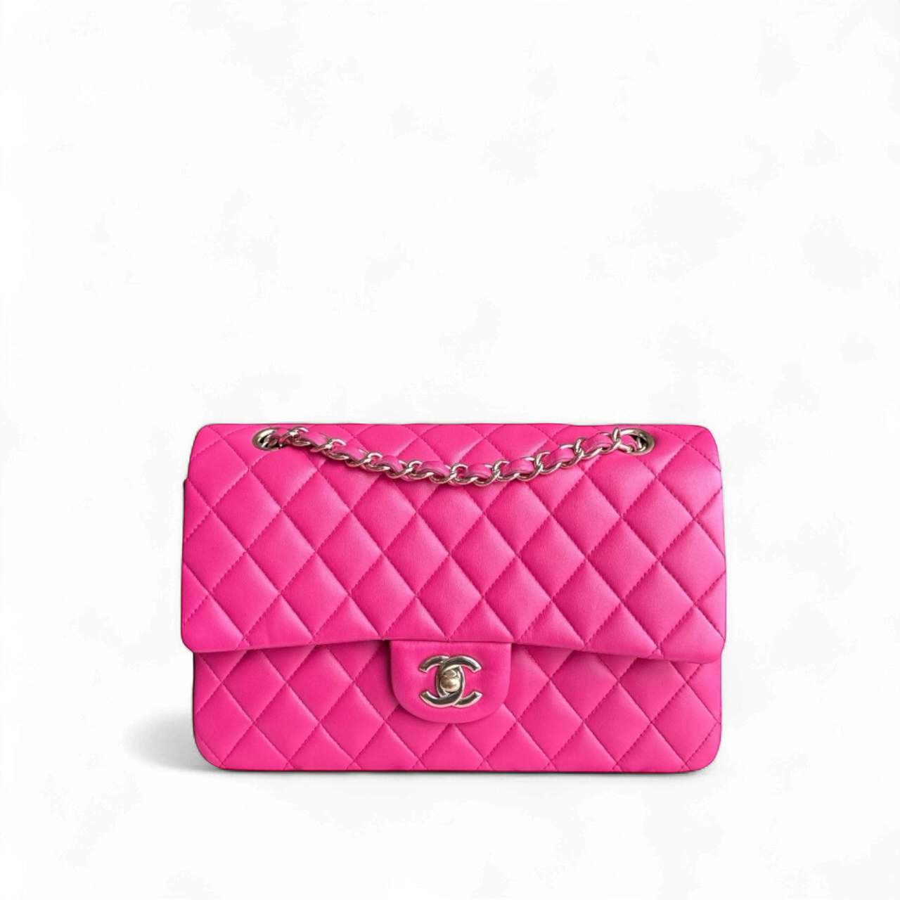 Chanel Classic Flap Medium - 25CM Quilted Lambskin Hot Pink Gold Hardware Series 22