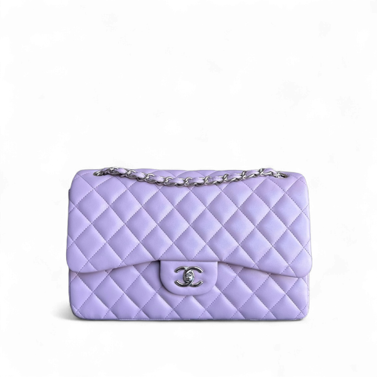 Chanel Classic Flap Jumbo - Double Flap 30CM Quilted Lambskin Light Violet Hardware Series 16