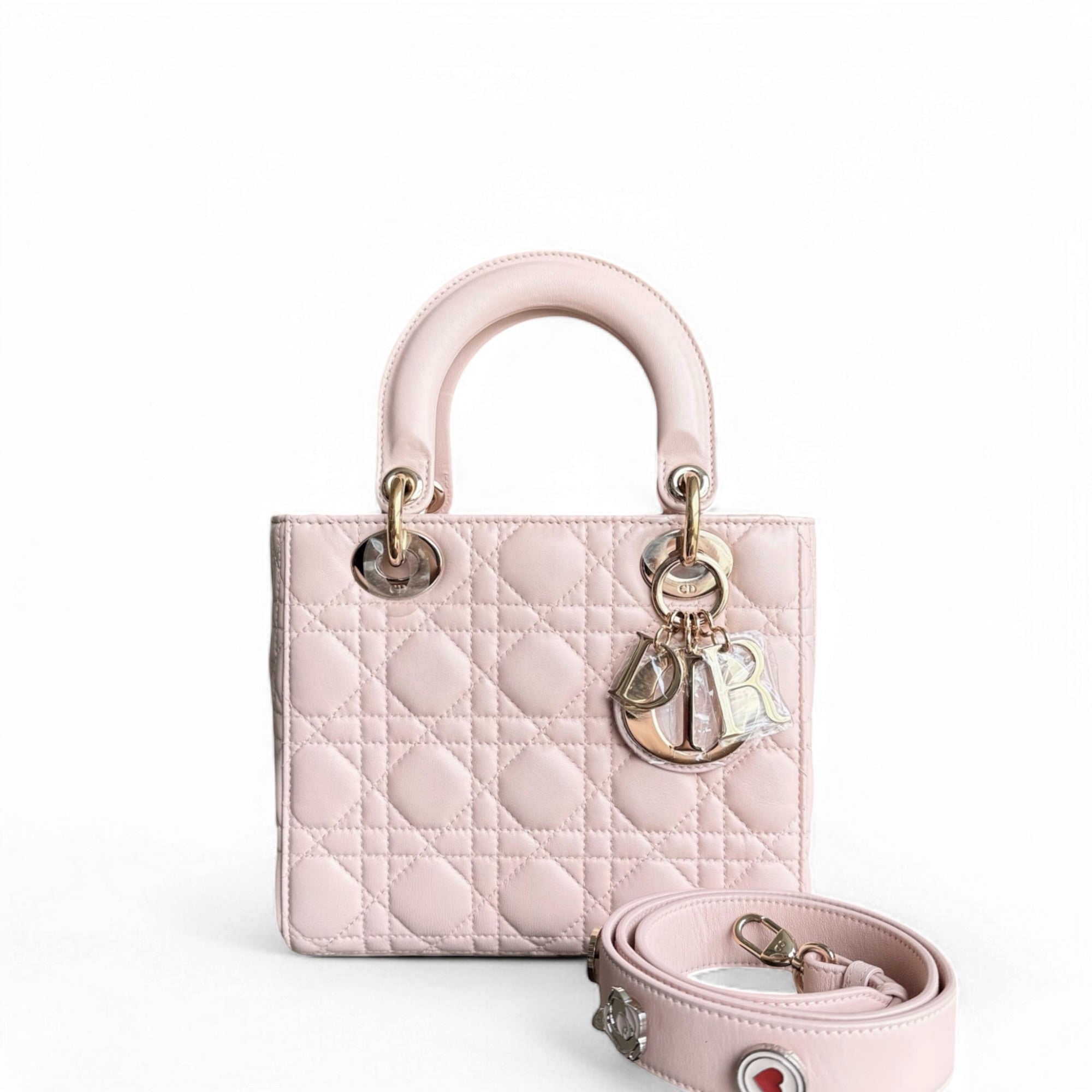 Dior Lady Small - Cannage Lambskin Light Pink Gold Hardware