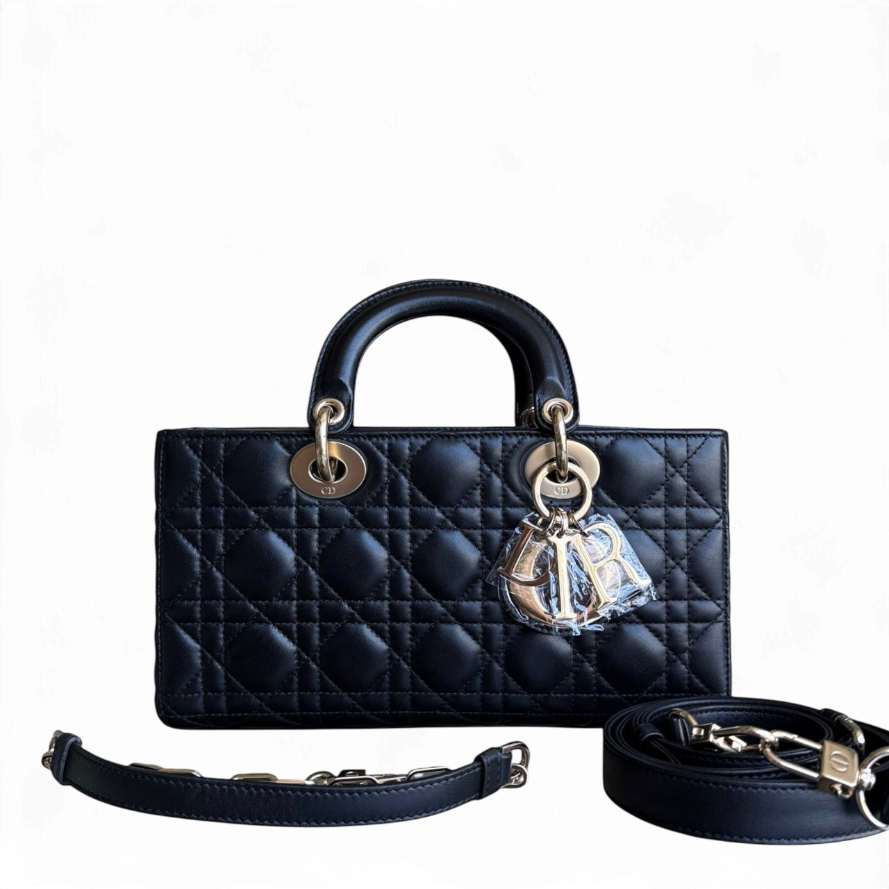 Dior D-Joy Medium - Cannage Lambskin Black Gold Hardware