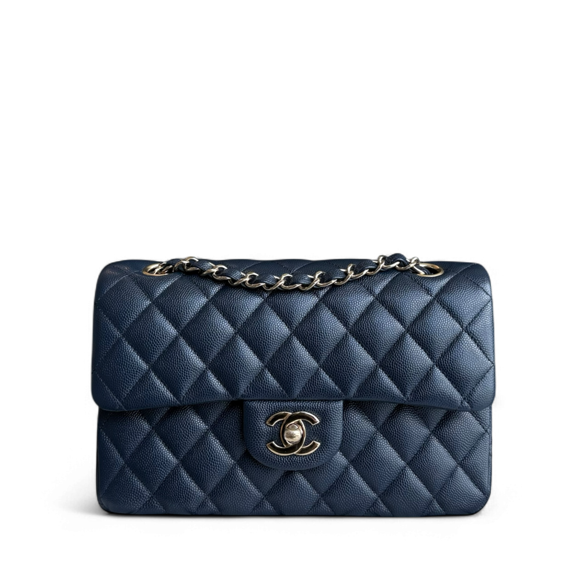 Chanel Classic Flap Small - Caviar 23CM Quilted Dark Midnight Blue Gold Hardware Series 31