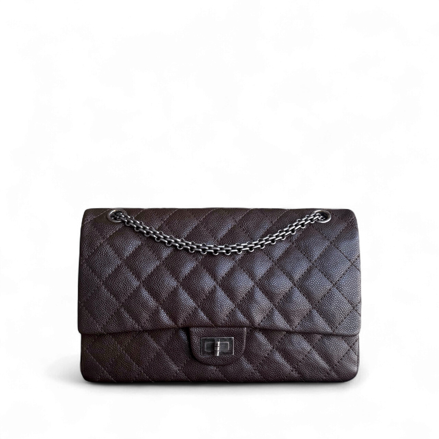 Chanel 2.55 Reissue 226 - Caviar Quilted Grained Calfskin Dark Brown Silver Hardware Series 14