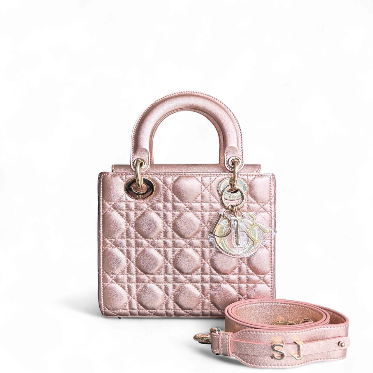 Dior Lady Small Flap ABC - Cannage Calfskin Rose Gold Hardware MyABC