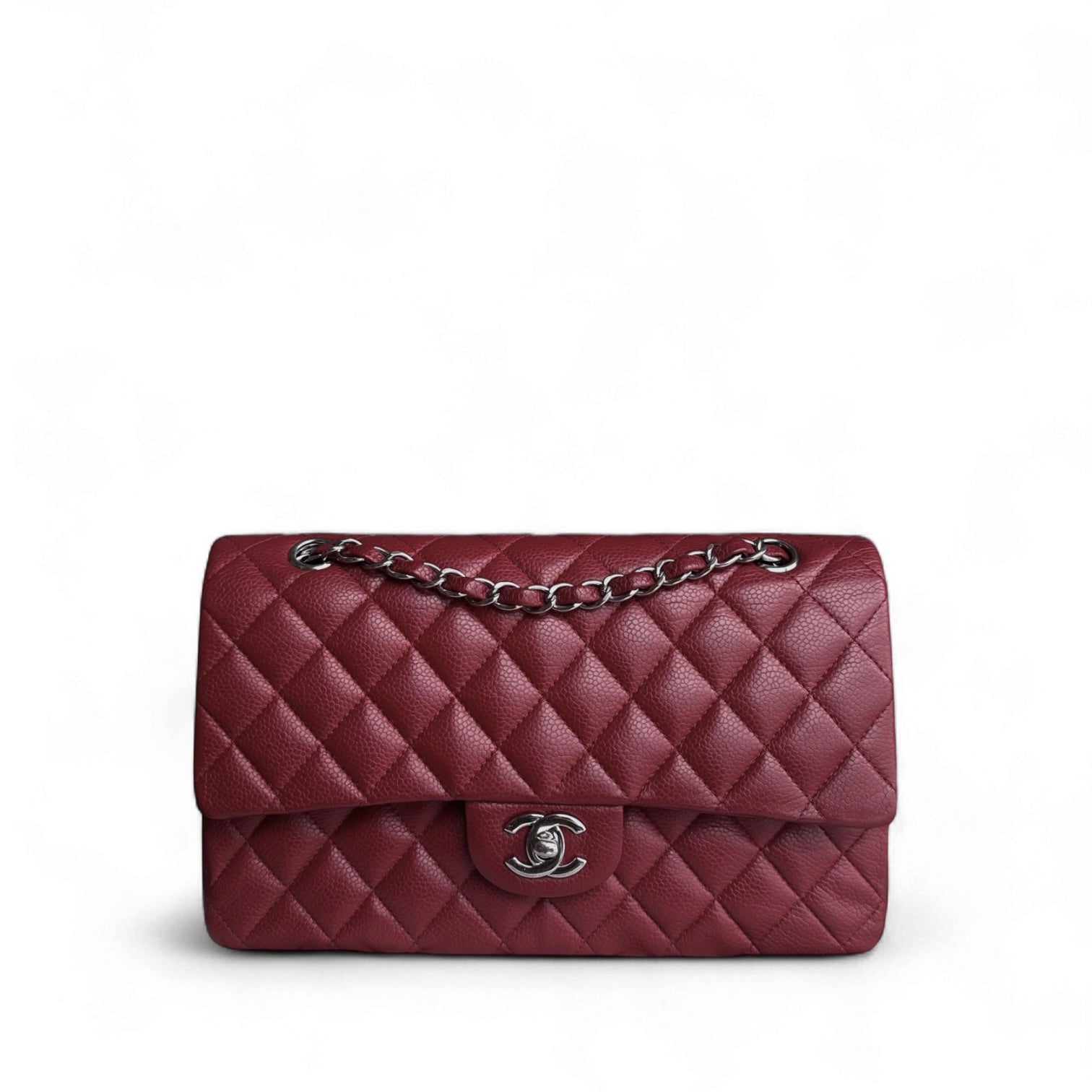 Chanel Classic Flap Medium - Caviar 25CM Quilted Grained Calfskin Dark Red Silver Hardware Series 16
