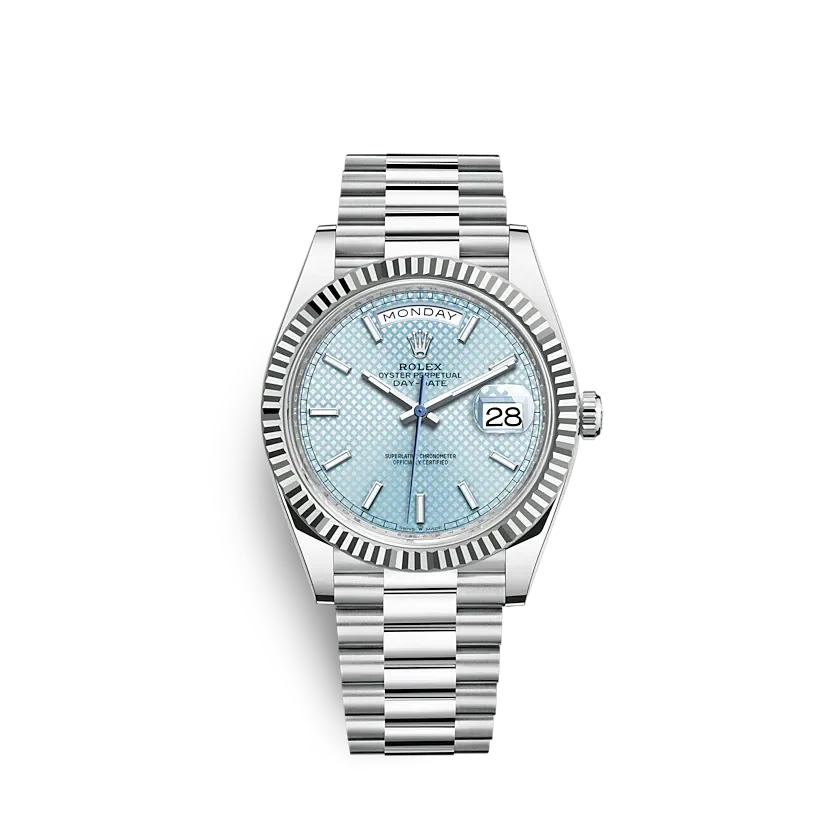 Rolex Day-Date 228236 40mm Ice blue, diagonal motif