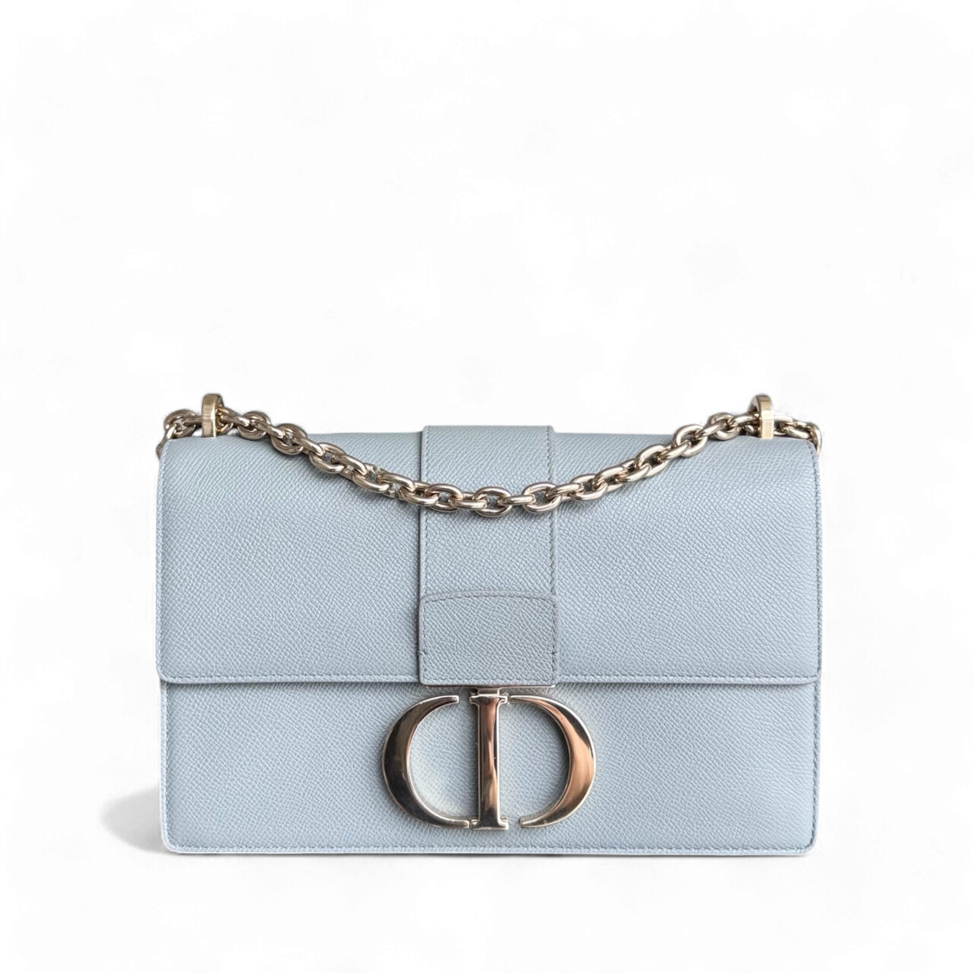 Dior 30 Montaigne - Grained Calfskin Grey Gray Gold Hardware