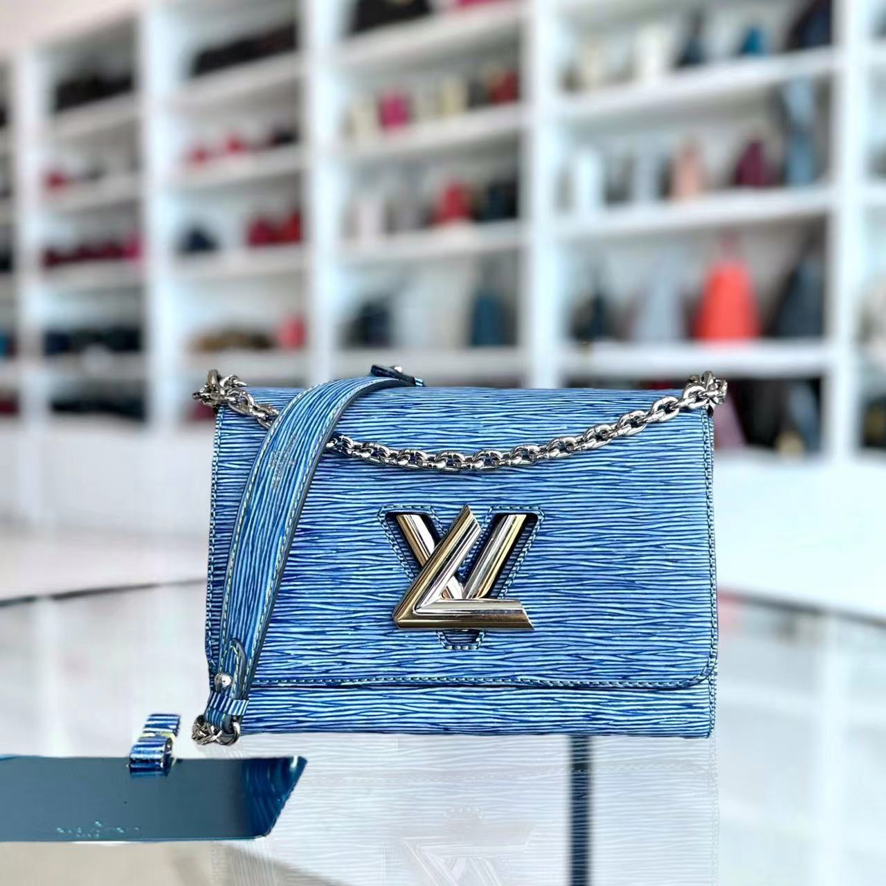 LV Twist MM EPI Leather Light Blue Two Tone Hardware Louis Vuitton