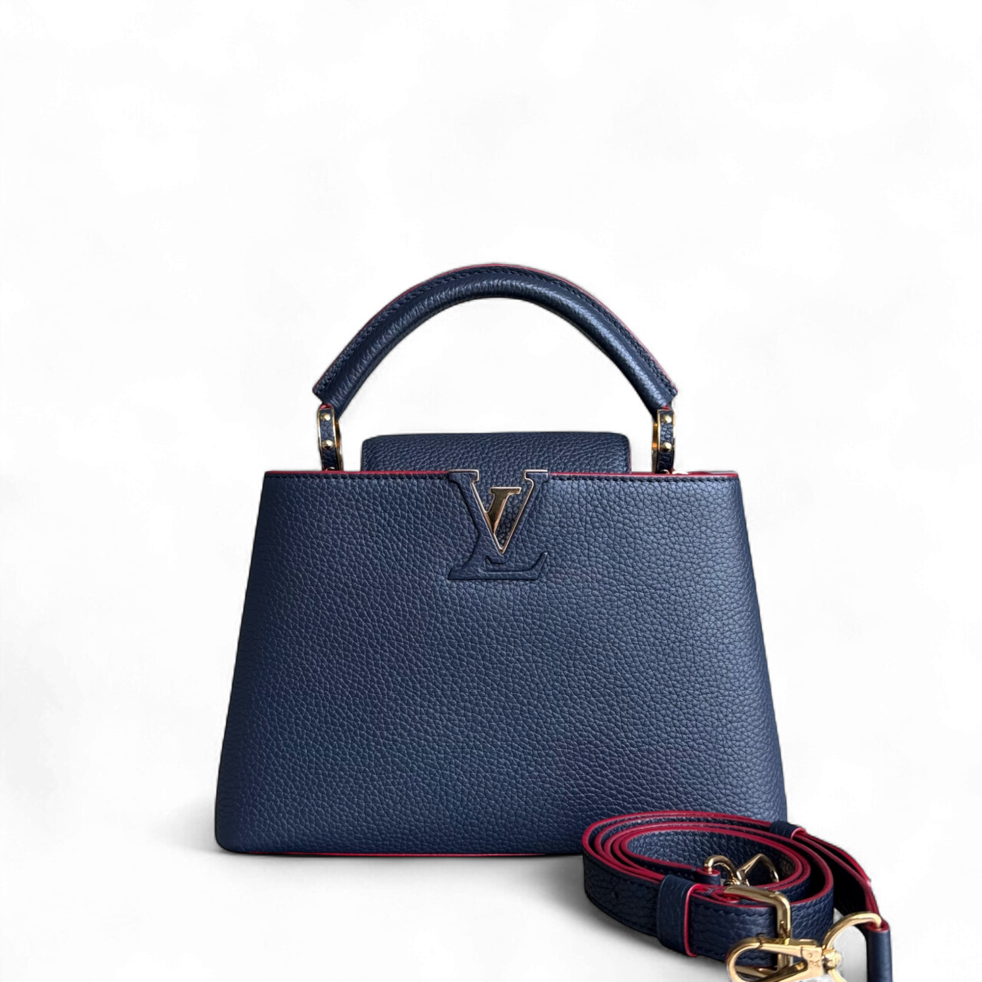 Louis Vuitton Capucines BB - Grained Calfskin Dark Blue Fuchsia Gold Hardware