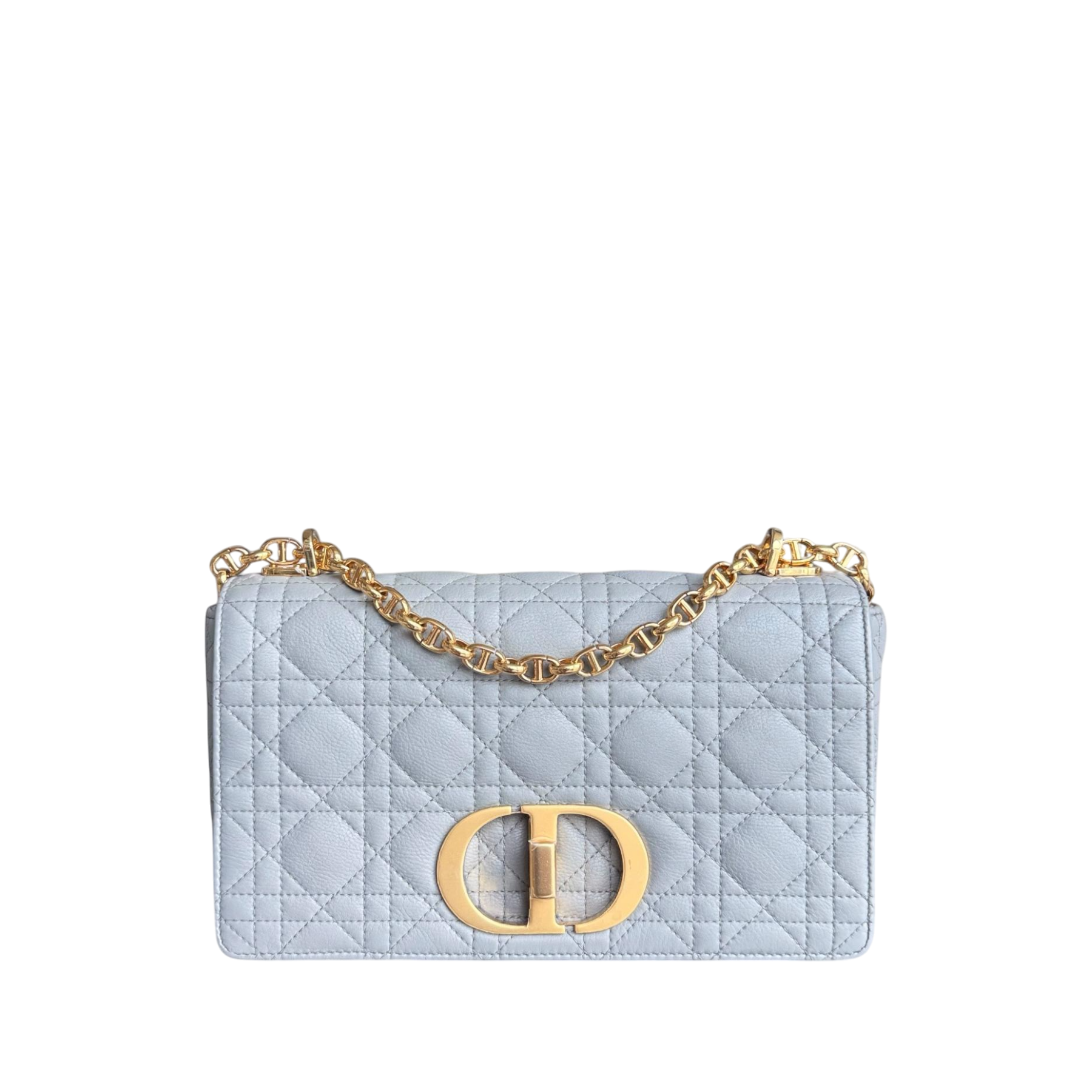 Dior Caro Medium - Cannage Calfskin Grey Gray Gold Hardware