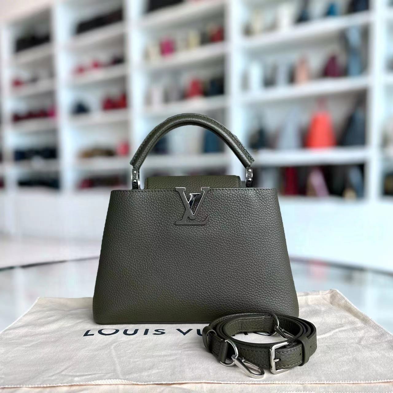 LV Capucines BB Grained Calfskin Taurillon Silver Hardware Louis Vuitton